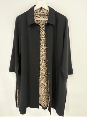 🪽 August Max Black crepe Jacket with Leopard-Print Lining